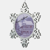 Oude Victoriaans kamer met kerstmis Tin Sneeuwvlok Ornament (Rechts)