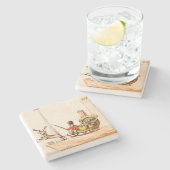 Oude Victoriaans kerstman Stenen Onderzetter (Zijkant)