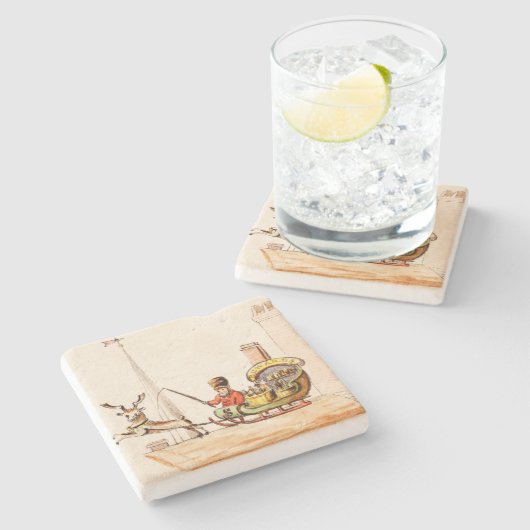 Oude Victoriaans kerstman Stenen Onderzetter (Zijkant)