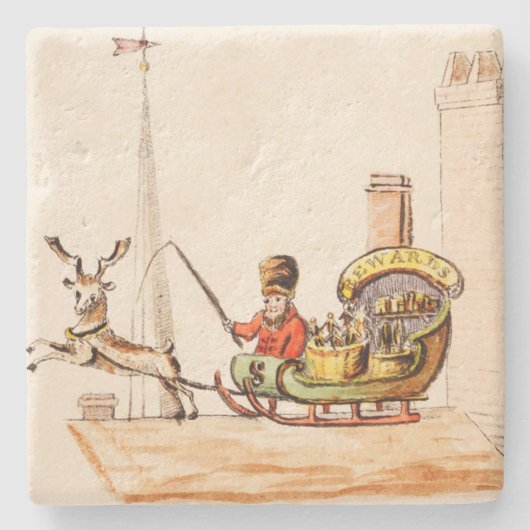 Oude Victoriaans kerstman Stenen Onderzetter (Voorkant)