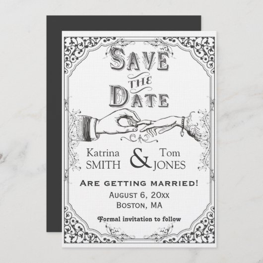 Oude Victoriaans Opslaan Datum Kaart (Voorkant / Achterkant)