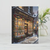 Oude victoriaanse apotheek kerstfeest feestdagenkaart (Staand voorkant)