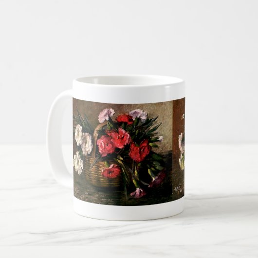 Oude Victoriaanse Bloemen, Bloemige Anjers Koffiemok (Voorkant links)