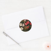 Oude Victoriaanse Bloemen, Bloemige Anjers Ronde Sticker (Envelop)