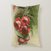 Oude Victoriaanse Bloemen, Rode Rozen Accent Kussen (Voorkant(Verticaal))