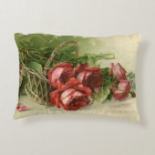 Oude Victoriaanse Bloemen, Rode Rozen Accent Kussen (Achterkant)