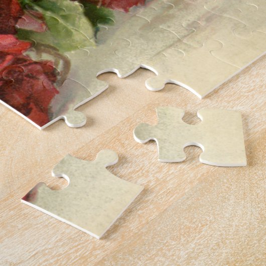 Oude Victoriaanse Bloemen, Rode Rozen Legpuzzel (Zijkant)