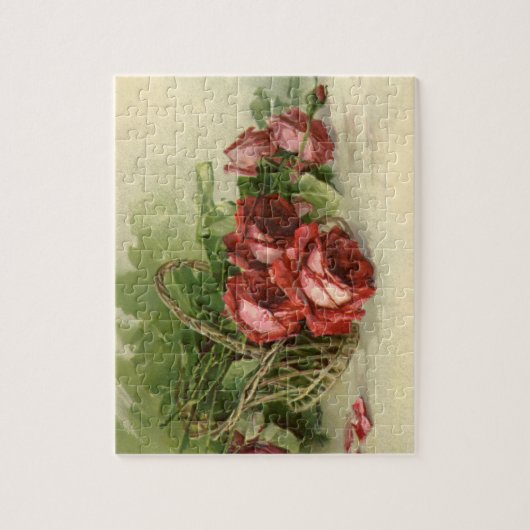 Oude Victoriaanse Bloemen, Rode Rozen Legpuzzel (Verticaal)