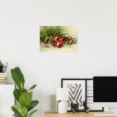 Oude Victoriaanse Bloemen, Rode Rozen Poster (Thuiskantoor)