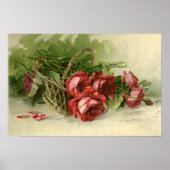 Oude Victoriaanse Bloemen, Rode Rozen Poster (Voorkant)