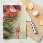 Oude Victoriaanse Bloemen, Rode Rozen Theedoek (Quarter Fold)