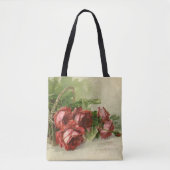 Oude Victoriaanse Bloemen, Rode Rozen Tote Bag (Voorkant)