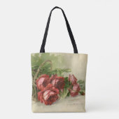 Oude Victoriaanse Bloemen, Rode Rozen Tote Bag (Achterkant)