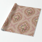Oude Victoriaanse bloemenslingerend papier. Cadeaupapier (Uitgerold)