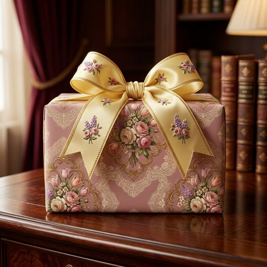 Oude Victoriaanse bloemenslingerend papier. Cadeaupapier