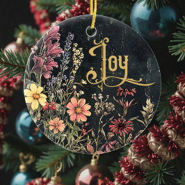 Oude Victoriaanse Bloemige Familie Gepersonaliseer Keramisch Ornament