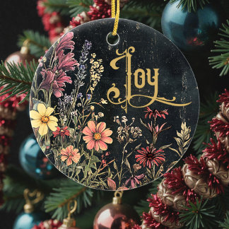 Oude Victoriaanse Bloemige Familie Gepersonaliseer Keramisch Ornament