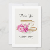 Oude Victoriaanse bloemige theekopje rozen theepar Bedankkaart (Voorkant)