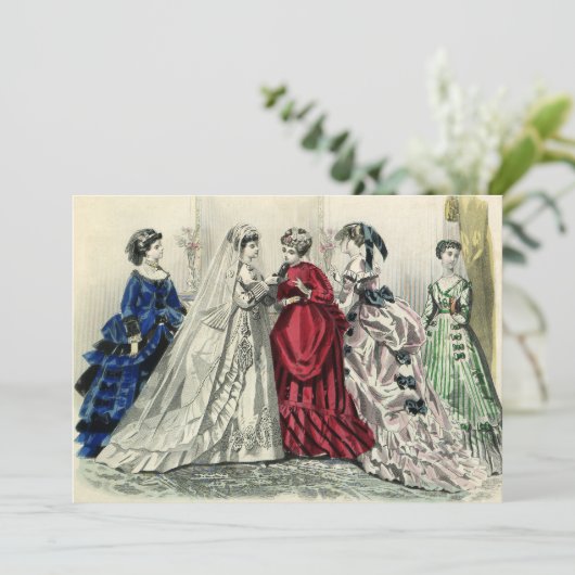 Oude Victoriaanse bruiloft bruid uitnodiging (Staand voorkant)