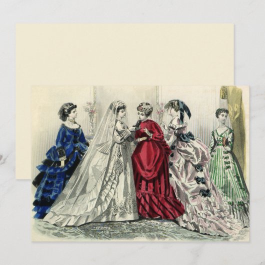 Oude Victoriaanse bruiloft bruid uitnodiging (Voorkant / Achterkant)