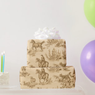 Oude victoriaanse bruine en ivoorkleurige toile cadeaupapier