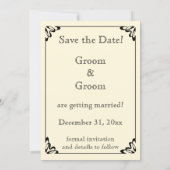 Oude Victoriaanse dansende beren save the date (Achterkant)