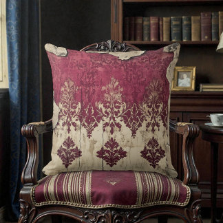 Oude Victoriaanse donkerrode maroon bloemmotief Kussen
