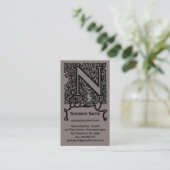 Oude Victoriaanse Elegante Monogram Letter N Visitekaartje (Staand voorkant)