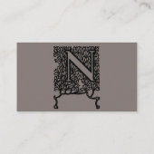 Oude Victoriaanse Elegante Monogram Letter N Visitekaartje (Achterkant)