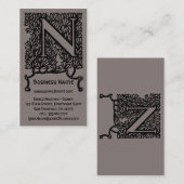 Oude Victoriaanse Elegante Monogram Letter N Visitekaartje (Voorkant / Achterkant)