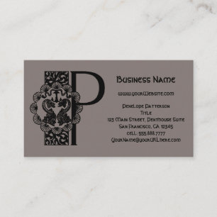 Oude Victoriaanse Elegante Monogram Letter P Visitekaartje