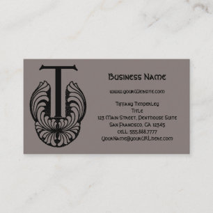 Oude Victoriaanse Elegante Monogram Letter T Visitekaartje