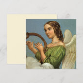 Oude victoriaanse engel harp kerst uitnodiging (Voorkant / Achterkant)