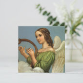 Oude victoriaanse engel harp kerst uitnodiging (Staand voorkant)