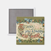 Oude victoriaanse, Gelukkig Nieuwjaar Magneet (Voorkant / Achterkant)