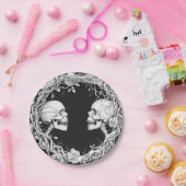 Oude Victoriaanse Gotische Halloween Schedels Roze Papieren Bordje (Feest)