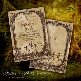 Oude Victoriaanse Gotische Halloweenfeest Kaart