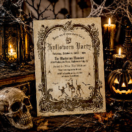 Oude Victoriaanse Gotische Schedels Halloween Fees Kaart