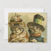Oude Victoriaanse Grappige Katten in Huten Opslagd Save The Date (Voorkant)