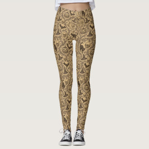 Oude Victoriaanse Halloween-patroon met spoken Leggings