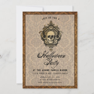 Oude Victoriaanse Halloween-uitnodiging Kaart