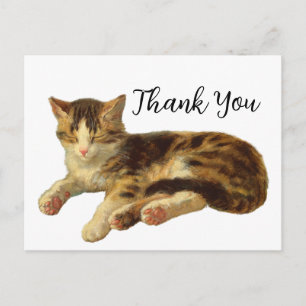 Oude Victoriaanse kat slaap kunst bedankt Briefkaart
