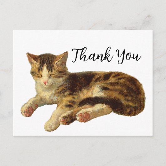 Oude Victoriaanse kat slaap kunst bedankt Briefkaart (Voorkant)