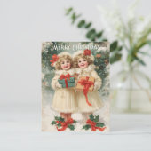 Oude victoriaanse kerst-ansichtkaart briefkaart (Staand voorkant)