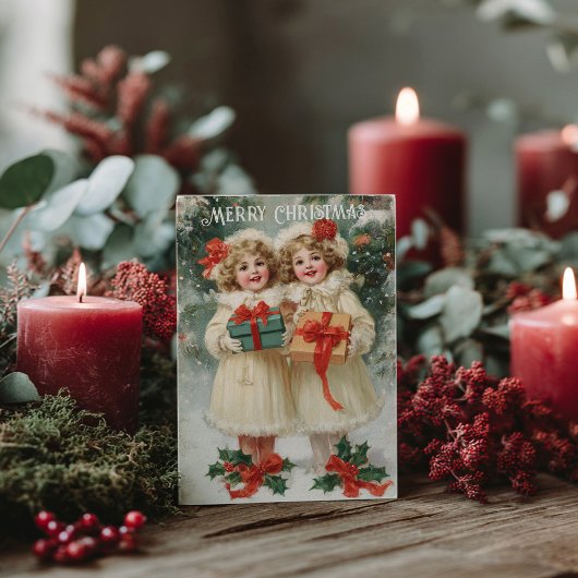 Oude victoriaanse kerst-ansichtkaart briefkaart