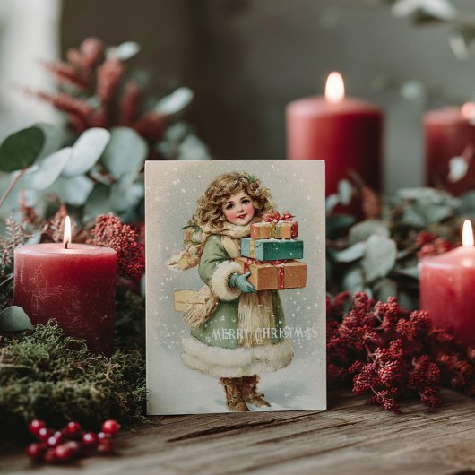 Oude victoriaanse kerst-ansichtkaart briefkaart