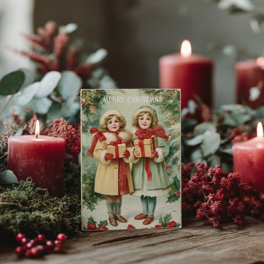 Oude victoriaanse kerst-ansichtkaart briefkaart