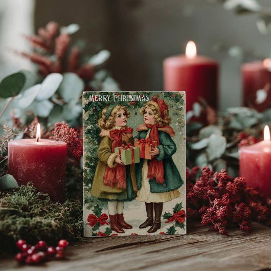 Oude victoriaanse kerst-ansichtkaart briefkaart