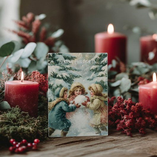 Oude victoriaanse kerst-ansichtkaart briefkaart