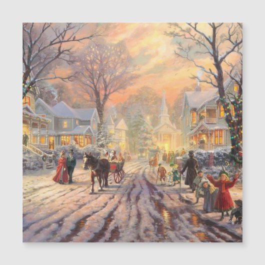 Oude victoriaanse kerst besneeuwd landschap (Voorkant)